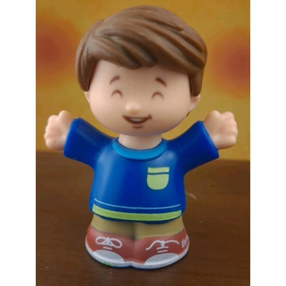 Fisher Price Little People Figure Boy in Blue Shirt Smiling School Bus Toy #340